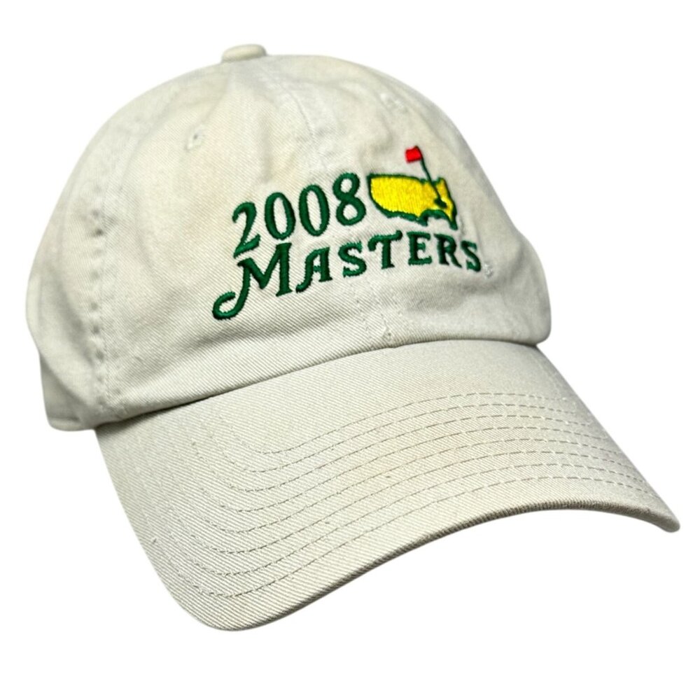 2008 Masters Golf Tournament Hat Beige Embroidered Adjustable Baseball Cap